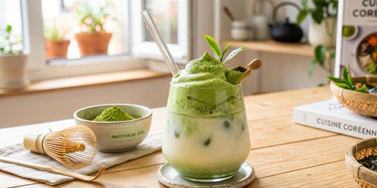 Dalgona au Matcha Coréen tasse avec la preparation