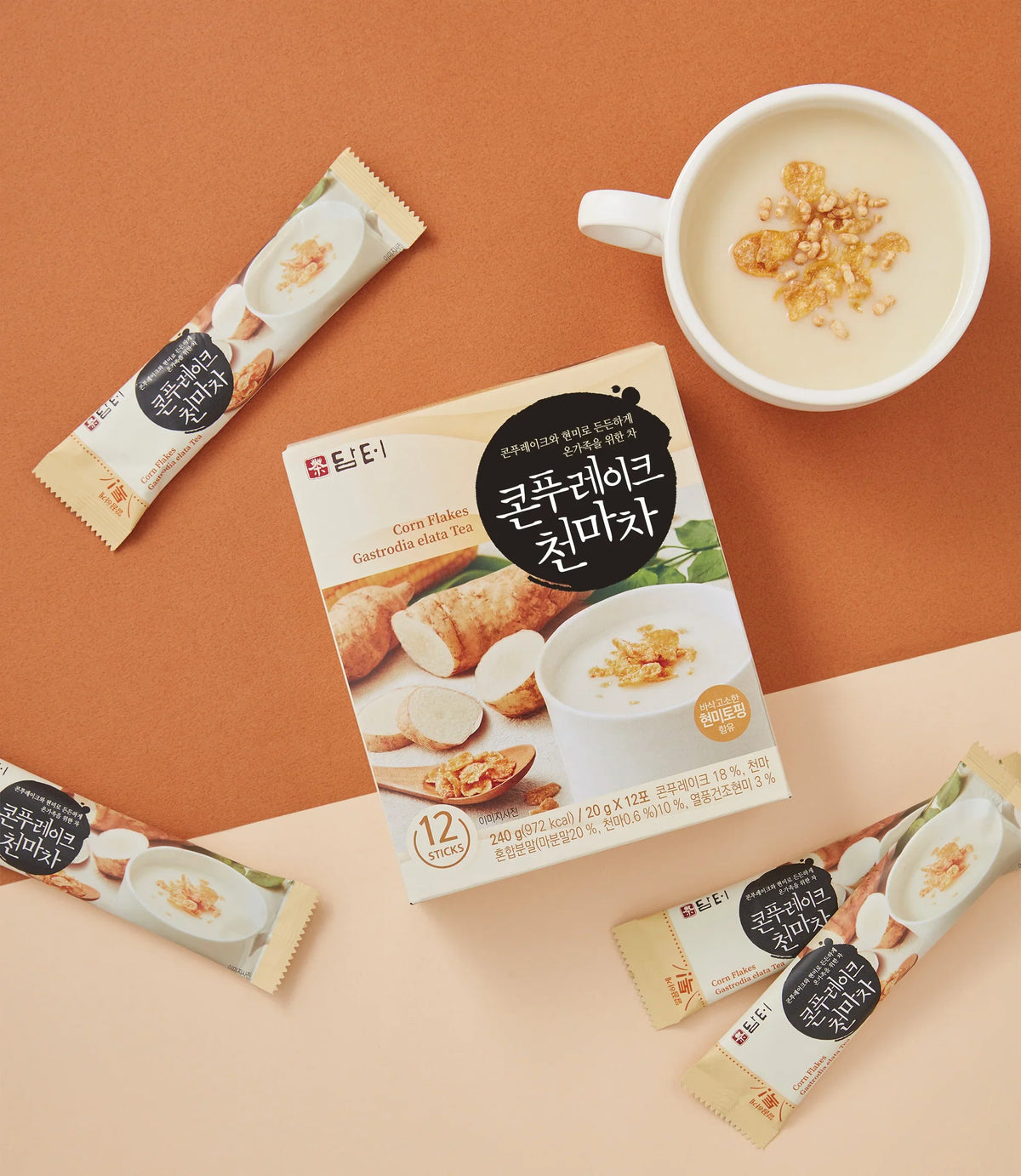 Damtuh Corn Flakes Gastrodia Elata Tea - sticks et tasse