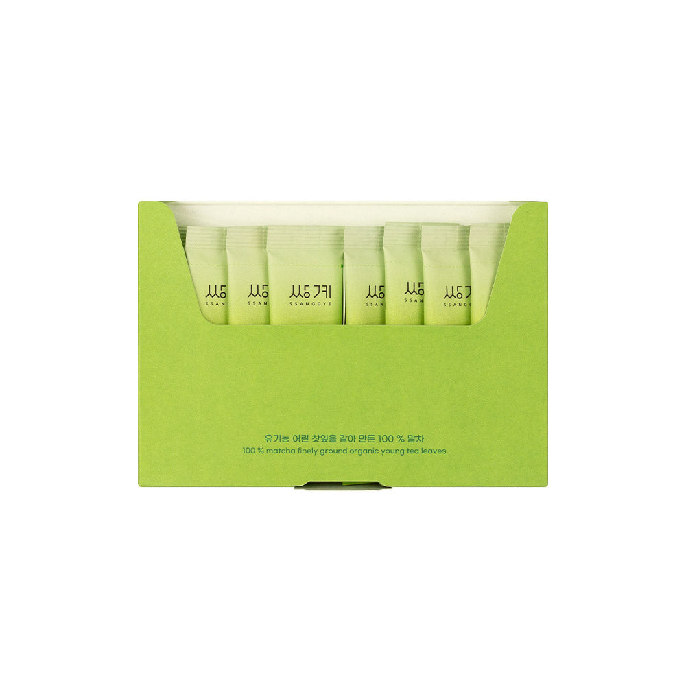 Boîte ouverte de sticks de matcha biologique