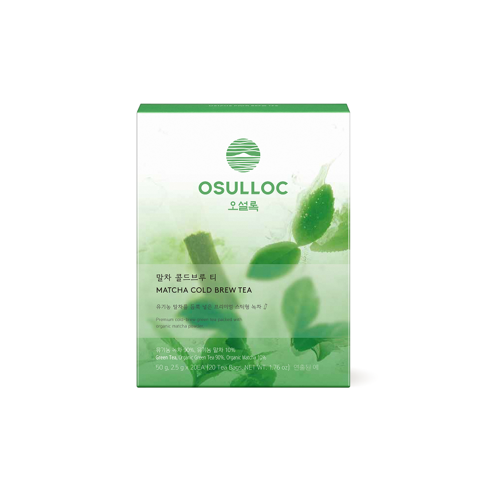 Boîte verte OSULLOC Matcha Cold Brew Tea sur fond clair