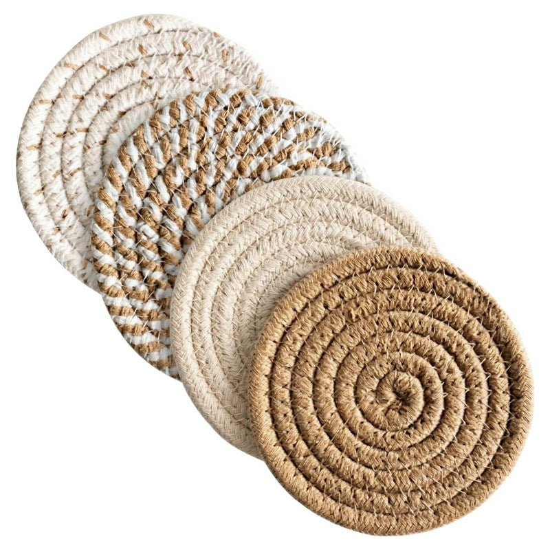 Lot de 4 dessous de tasse en coton
