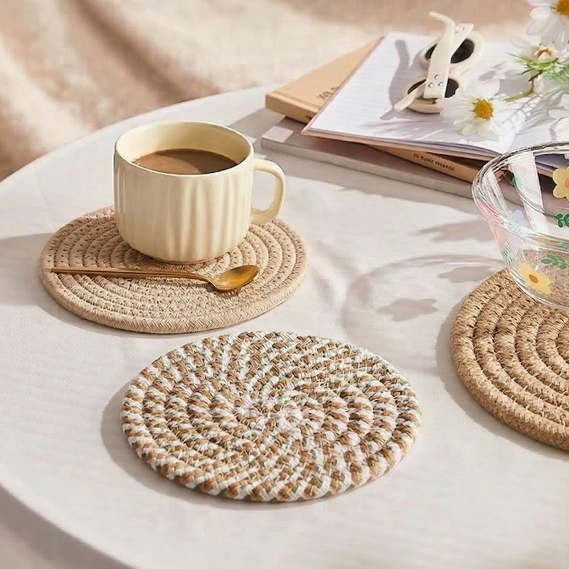 Dessous de tasse coton empilés