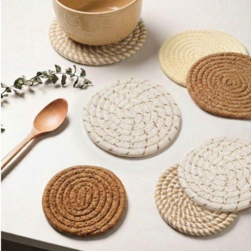 Tea coasters en coton beige
