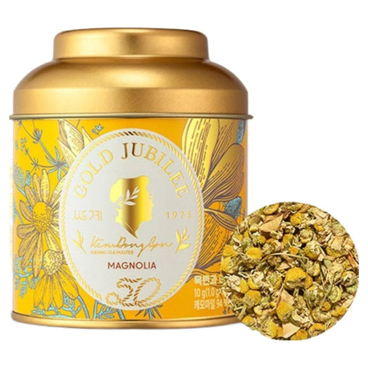 Boîte Gold Jubilee Magnolia et Camomille avec fleurs séchées