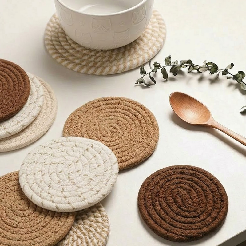 Dessous de tasse en coton avec tasse de thé