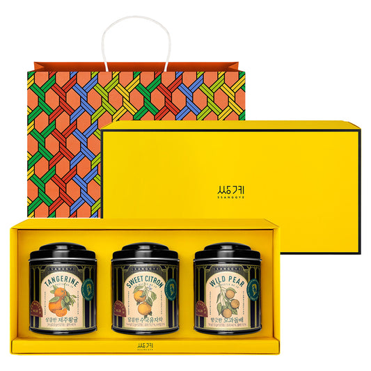 Coffret Tea Master Can Ssanggyemyeongcha avec trois boîtes métal de thés fruités