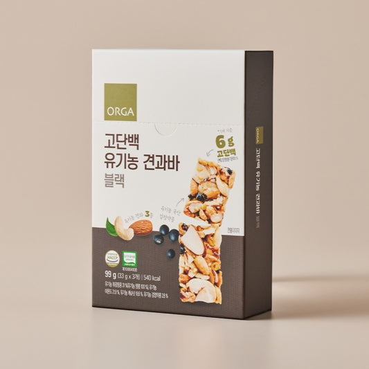 ORGA Barre Protéinée Bio aux Fruits Secs Noirs, Lot de 2
