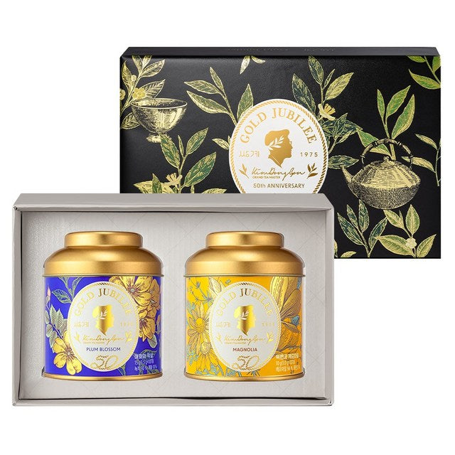 Coffret Gold Jubilee prunier jakseol et magnolia camomille, 2 boîtes Ssanggyemyeongcha