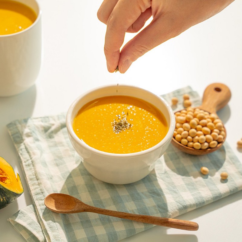 Soupe de kabocha vegan en poudre, présentation