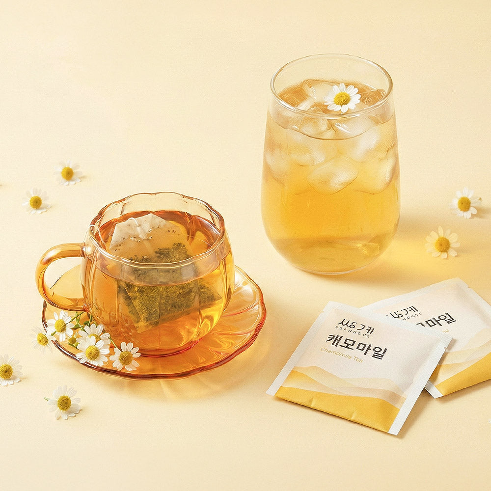 Boîte de camomille en sachets
