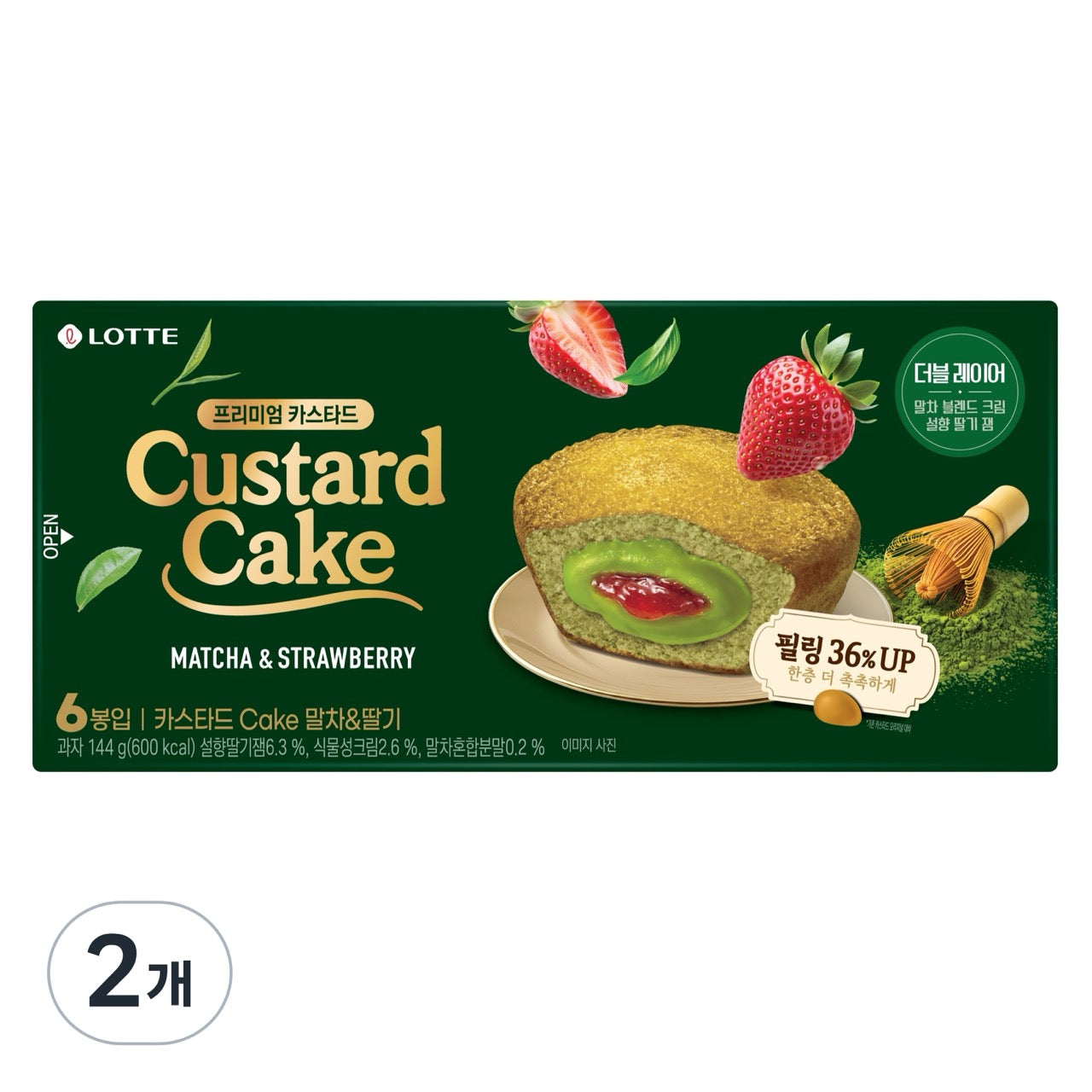 Lotte Custard Cake Matcha et Fraise boite