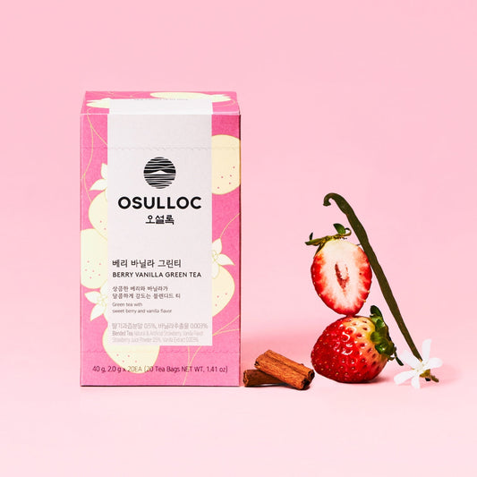 OSULLOC Berry Vanilla Green Tea 20 sachets — Présentation | Maison Boseong