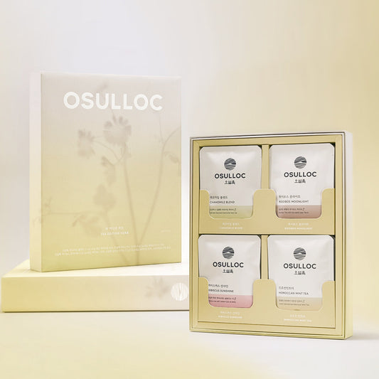 Coffret beige OSULLOC Tea Edition Herb 4 Types avec 4 boîtes d'infusions individuelles 