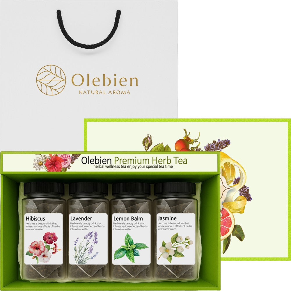 Coffret Olebien édition limitée 4 saveurs de tisanes coréennes avec sac cadeau