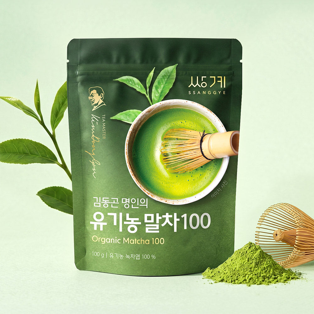 Matcha biologique Ssanggyemyeongcha avec fouet en bambou